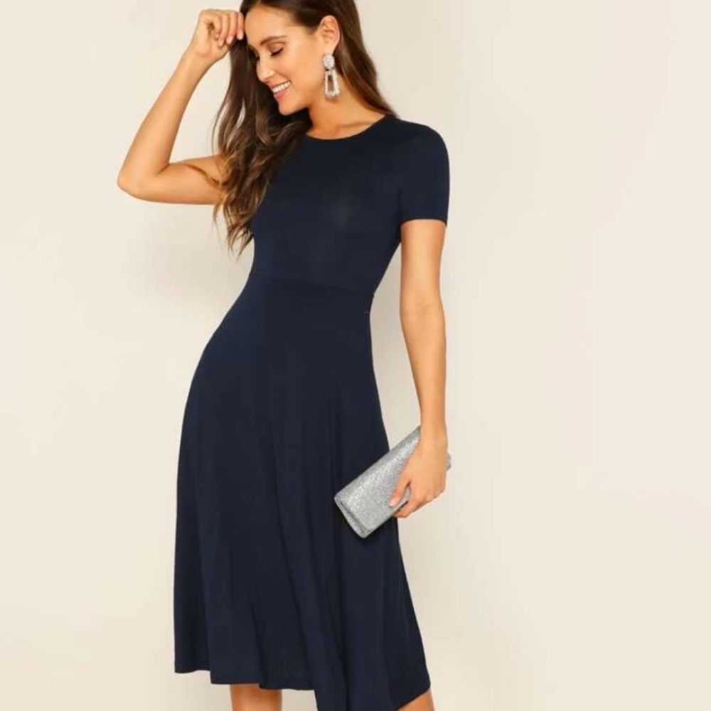 Fit and flare solid dress
